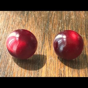 Deep Red Shimmering Moonglow Vintage Earrings